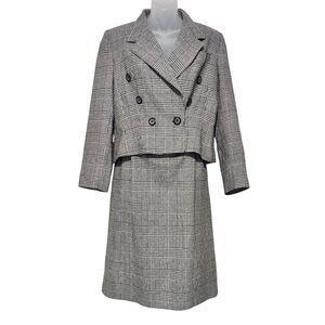 Chic Vintage Haberdasher Black & White Houndstooth Skirt Set, waist 28”